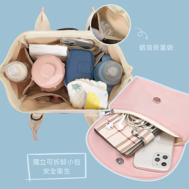 【JOYFUL LIFE 特樂生活】雙11 輕便大開口 可拆式二合一 單肩手提後背媽媽包(媽媽包/育兒包/單 