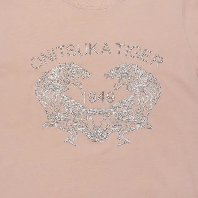 【Onitsuka Tiger】Onitsuka Tiger鬼塚虎-KIDS粉色雙虎刺繡兒童短袖上衣(2184A271-700)