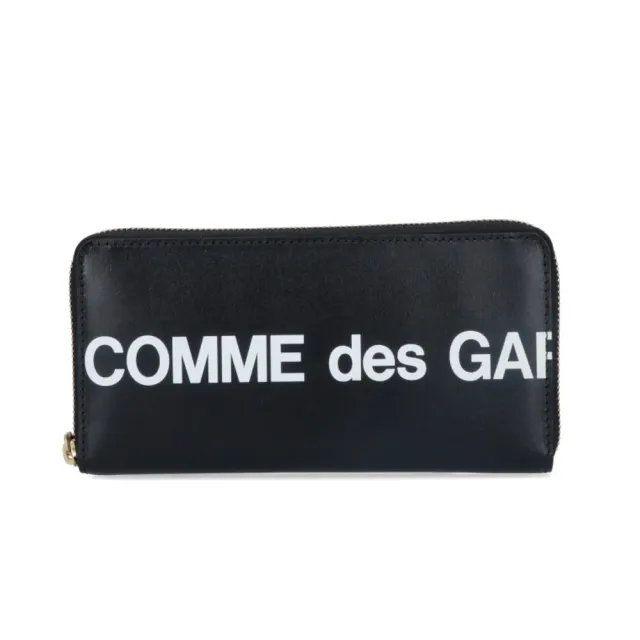 【Comme Des Garcons CDG】Huge Logo 皮革 拉鍊 皮夾 卡夾 零錢包 長夾 黑色