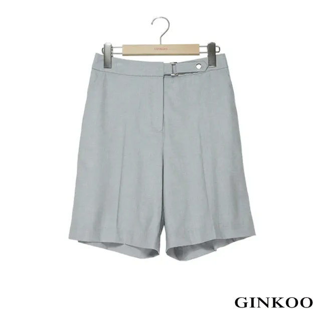 【GINKOO 俊克】腰釦飾後鬆緊西裝短褲