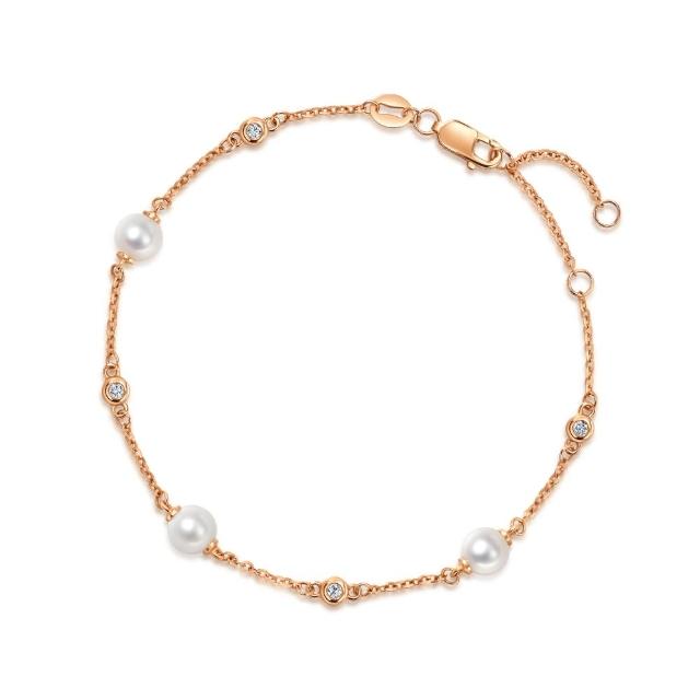 【點睛品】Daily Luxe 滿天星鑽 18K玫瑰金鑽石珍珠手鍊