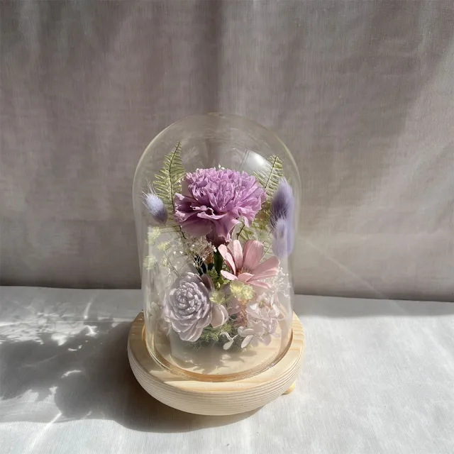 【OSTARA FLORIST 奧斯塔拉花藝】永生康乃馨玻璃罩-紅/紫/粉(永生花、康乃馨、母親節、女性長輩、居家布置)