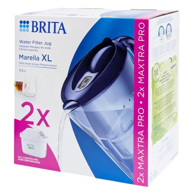【BRITA】歐洲原裝進口Marella XL FILTER WITH MAXTRA PRO濾水壺3.5L+PRO濾芯2入(共1壺2芯/平行輸入)