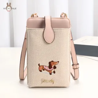 【WOONUE】日系可愛臘腸狗刺繡女包手機包零錢包斜背包旅行背包(閨蜜老婆女友媽媽生日聖誕交