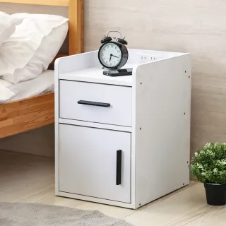 【澄境】板厚1.5cm MIT一抽一門雙插座床頭櫃(櫃子/邊櫃/收納櫃/置物櫃/茶几桌)