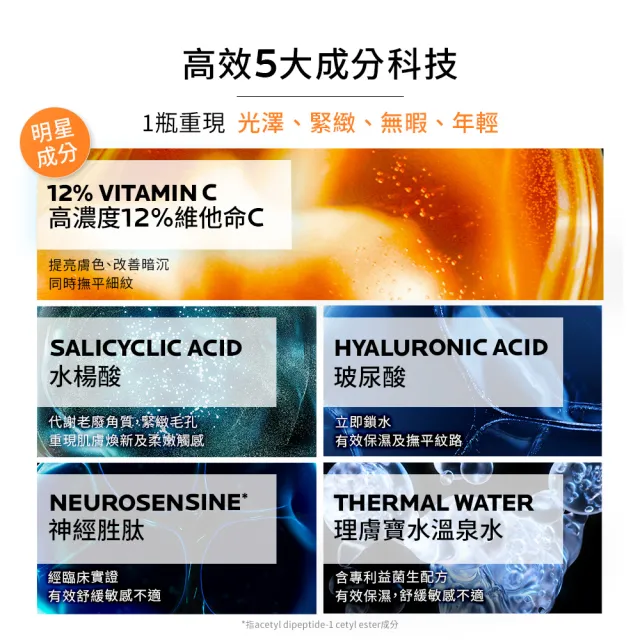 【理膚寶水】抗老雙星組★C12肌光活膚精華 60ml年度限定組(C12肌光瓶/抗老)