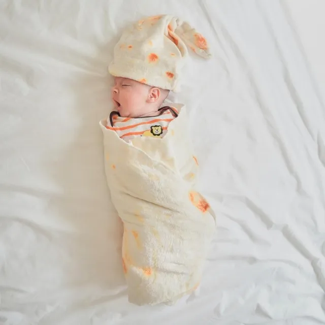 【Baby 童衣】生菜造型包巾+嬰兒帽 仿真捲餅造型蓋毯 嬰兒包巾+帽子 造型午睡毯 11460(共２色)