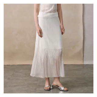 【EPISODE】氣質透膚網紗鬆緊腰針織長裙E53D02（白）