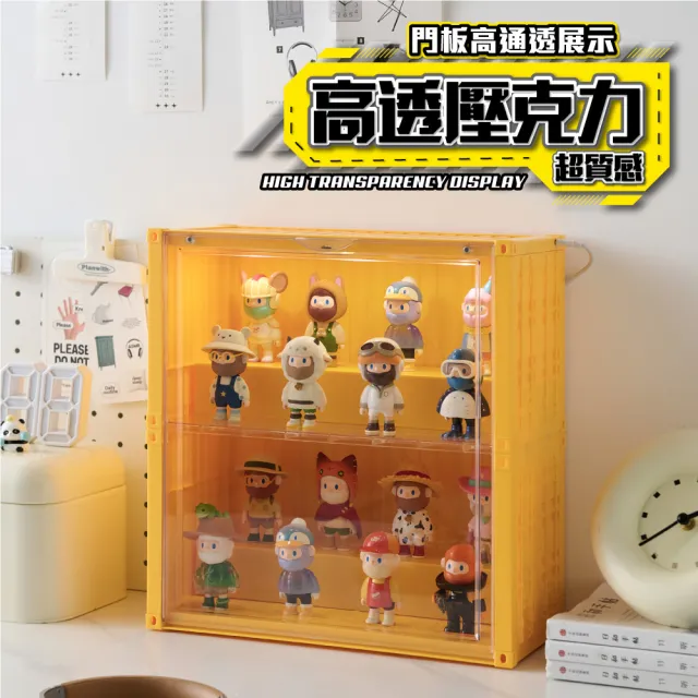 【FL 生活+】貨櫃3層-大型款-磁吸門展示盒(展示架/展示盒/模型收納盒/盲盒/扭蛋/模型公仔/A_484)