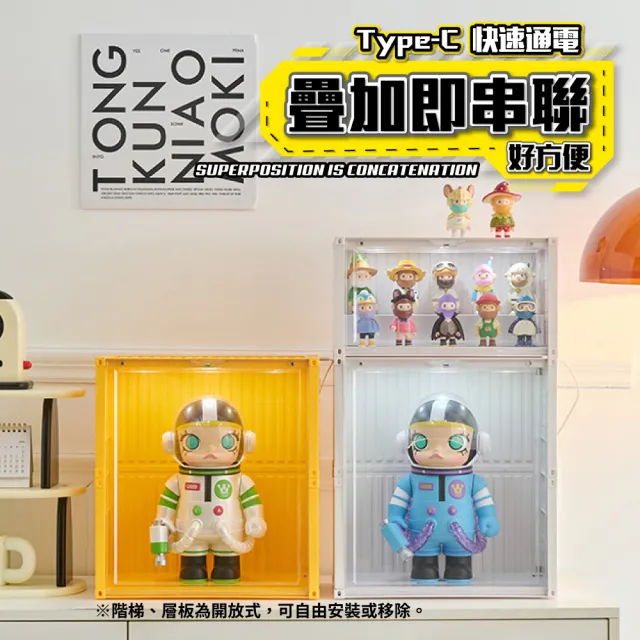 【FL 生活+】貨櫃3層-大型款-磁吸門展示盒(展示架/展示盒/模型收納盒/盲盒/扭蛋/模型公仔/A_484)