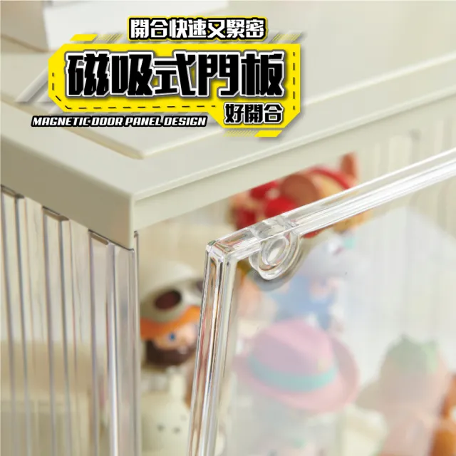 【FL 生活+】貨櫃積木-大型款-磁吸門透明展示盒(展示架/展示盒/模型收納盒/盲盒/扭蛋/模型公仔/A_490)