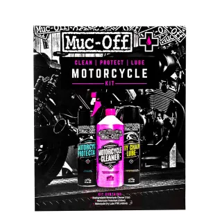 【Muc-Off】機車清潔/保養/潤滑三步驟套組(機車清潔劑 鍍膜劑 鏈條油 鏈條潤滑油 乾式 防潑水 洗車精)