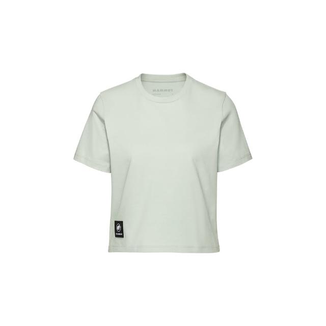 【Mammut 長毛象官方直營】Massone T-Shirt Cropped Patch 有機棉短版短袖T恤 鼠尾草銀綠 女款 #1017-05180