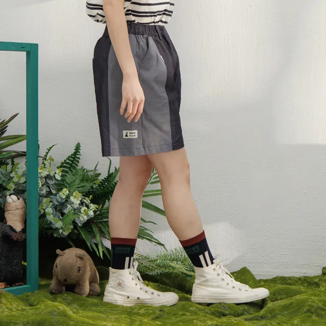 【MOSS CLUB】正反面配腰鬆緊帶工裝短褲(黑 綠 咖)