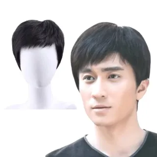 港風型男蓬鬆自然整頂式假髮(帥氣日常 瀏海 假髮片 遮白髮 遮頭禿 父親節禮物 男士假髮)