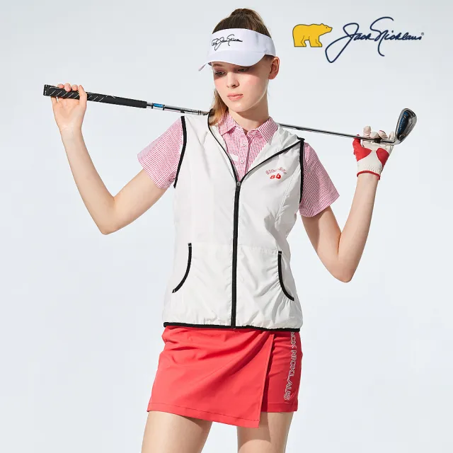 【Jack Nicklaus 金熊】GOLF女款防潑水抗UV休閒薄背心(白色)