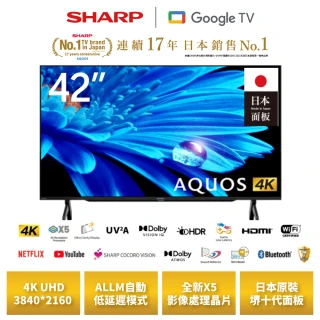 【SHARP 夏普】42型 AQUOS LED 4K Google TV聯網顯示器(4T-C42FK1X)