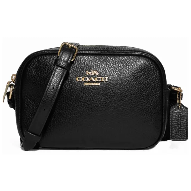 【COACH】金標LOGO荔枝皮革單層小相機包 斜背包-三款可選(coach 黑色 咖啡色 女包 斜背包 女包包 女用包)