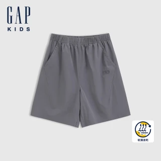 【GAP】男童裝 Logo印花鬆緊短褲-灰色(761441)