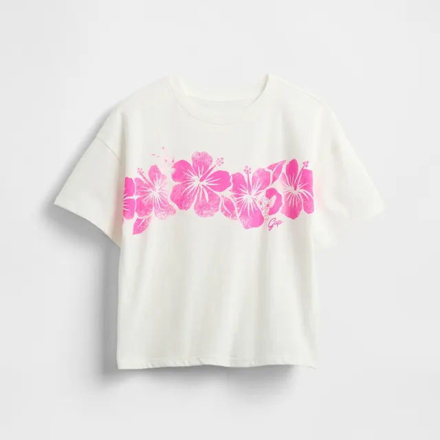 【GAP】女童裝 Gap x Disney迪士尼聯名 史迪奇印花圓領短袖T恤-白色(780478)