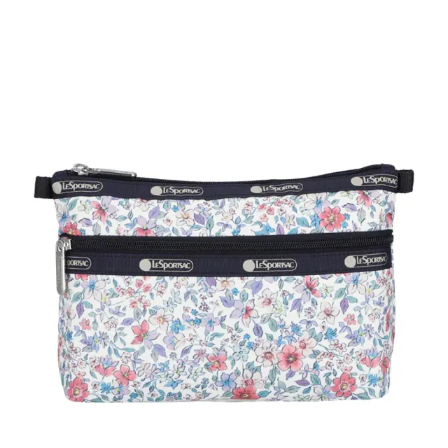 【Lesportsac】Cosmetic Clutch 雙層拉鍊收納化妝包 收納袋 盥洗包 送禮 禮物 推薦 女包(織錦花語)