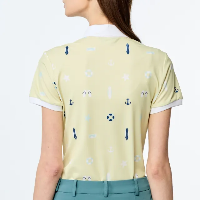 【PING】女款度假風吸濕排汗抗UV短袖POLO衫-黃(GOLF/高爾夫球衫/RA25106-33)