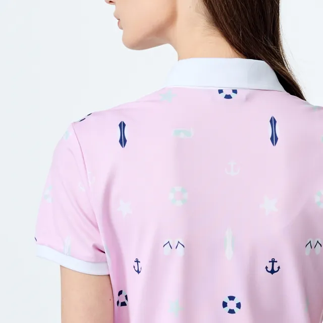 【PING】女款度假風吸濕排汗抗UV短袖POLO衫-粉(GOLF/高爾夫球衫/RA25106-15)