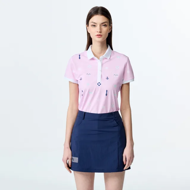 【PING】女款度假風吸濕排汗抗UV短袖POLO衫-粉(GOLF/高爾夫球衫/RA25106-15)