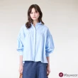 【KeyWear 奇威名品】俐落條紋寬版剪裁襯衫