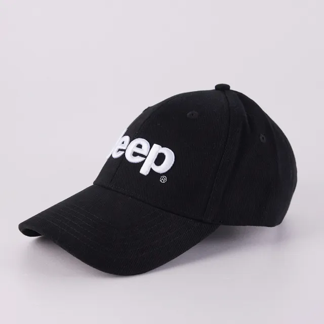 【JEEP】百搭立體刺繡LOGO棒球帽(黑色)