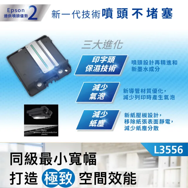 【EPSON】官方直營 L3556 三合一Wi-Fi 智慧遙控連續供墨複合機(列印/影印/掃描)