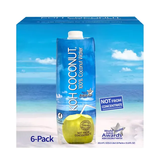 【美式賣場】KOH COCONUT酷椰嶼100%純椰子汁1000mlx2箱組(共12入)