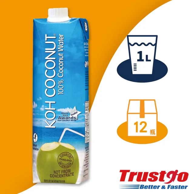 【美式賣場】KOH COCONUT酷椰嶼100%純椰子汁1000mlx2箱組(共12入)