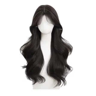 氛圍感女星冷黑茶大波浪整頂式假髮(頭包臉 顯小臉 仿真 補髮片 蓬鬆造型捲髮 接髮 長髮)