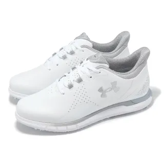 【UNDER ARMOUR】高爾夫球鞋 Drive Fade SL 2E 男鞋 寬楦 白 灰 防水鞋面 緩衝 支撐 運動鞋(3027085102)
