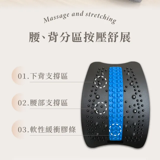 【Beroso 倍麗森】寬版旋轉式磁石腰椎按摩拉背器 送舒緩布套 C14(專利 背部腰部伸展 拉背器 )