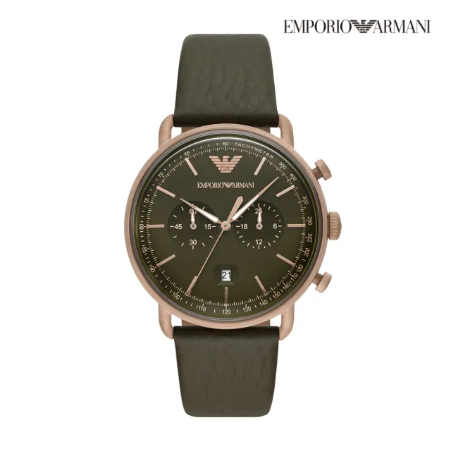 【EMPORIO ARMANI】亞曼尼義式經典款三眼/計時腕錶 不鏽鋼鍊帶/矽膠/皮革錶帶 指針錶 男錶(多款任選)
