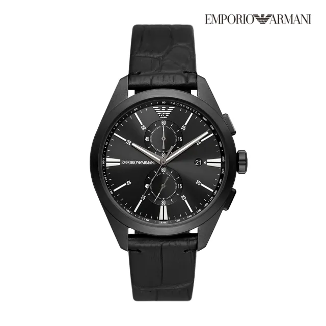 【EMPORIO ARMANI】亞曼尼義式經典款三眼/計時腕錶 不鏽鋼鍊帶/矽膠/皮革錶帶 指針錶 男錶(多款任選)
