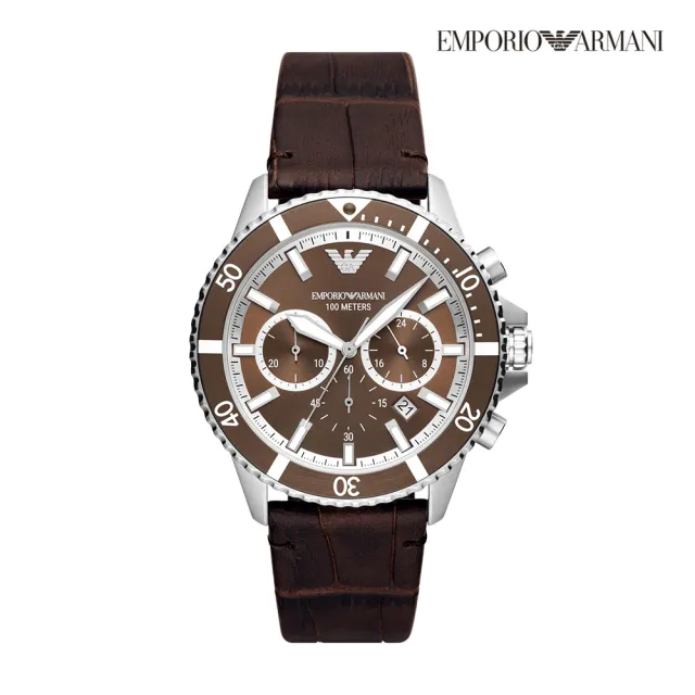 【EMPORIO ARMANI】亞曼尼義式經典款三眼/計時腕錶 不鏽鋼鍊帶/矽膠/皮革錶帶 指針錶 男錶(多款任選)