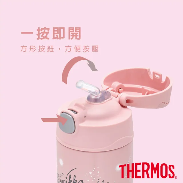 【THERMOS 膳魔師】角落小夥伴不鏽鋼真空兩用保冷瓶兒童水壺470ml(F4021CSG)