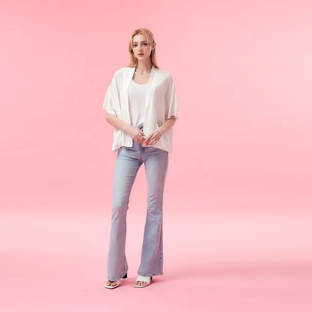 【ICHE 衣哲】Cop.Copine法式輕盈嫘縈寬鬆短袖罩衫外套