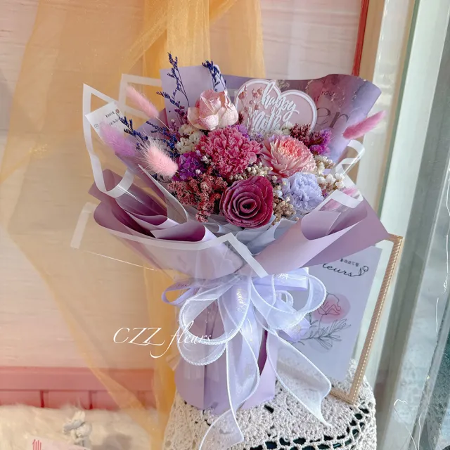 【喜滋滋】永生康乃馨擴香花束-優雅奢華款-大(母親節花束/媽媽最愛/長輩送禮)