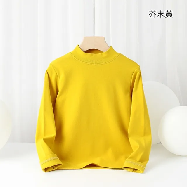【橘魔法】大童 高質感素色中高領內搭衣(長袖上衣 中性款 男童 女童 兒童 童裝 中童)