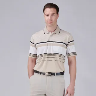 【Emilio Valentino 范倫鐵諾】男短袖POLO衫 吸濕排汗 機能彈力  口袋 POLO衫 米/白 台灣製造(66-5V9128)