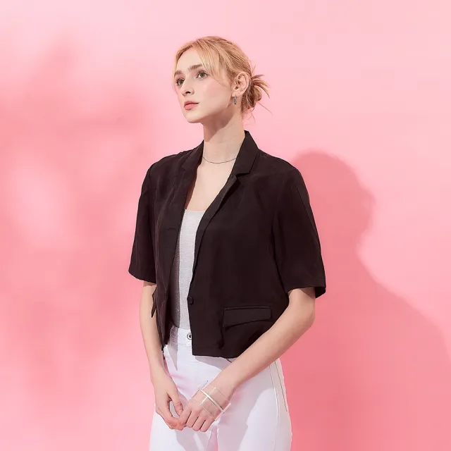 【ICHE 衣哲】Cop.Copine法式棉籽絨開襟短袖襯衫外套