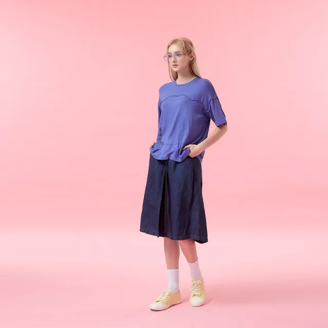 【ICHE 衣哲】Cop.Copine法式簡約手繪印花落肩造型上衣