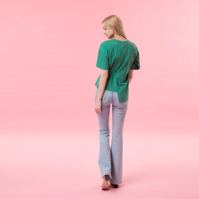 【ICHE 衣哲】Cop.Copine法式設計款抓褶鬆緊抽皺不規則超顯瘦造型上衣