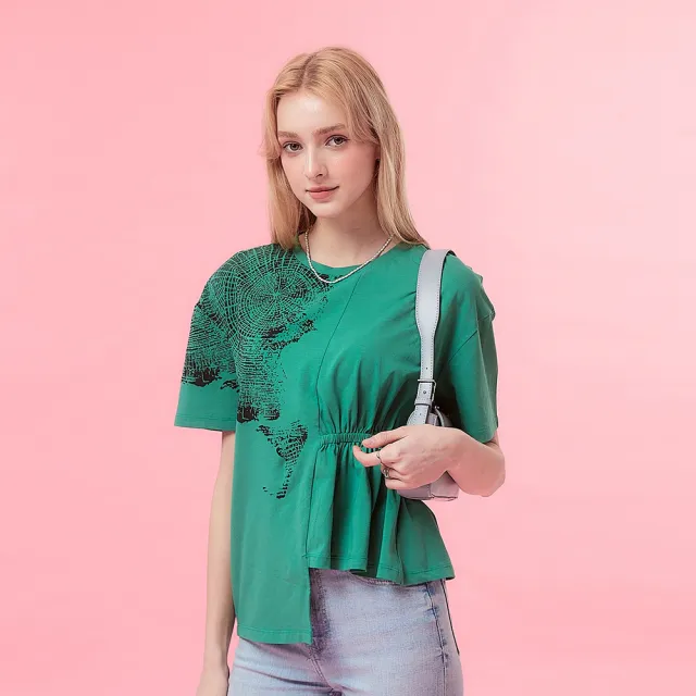 【ICHE 衣哲】Cop.Copine法式設計款抓褶鬆緊抽皺不規則超顯瘦造型上衣