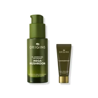 即期品【ORIGINS 品木宣言】靈芝速效精萃新客組(靈芝精萃30ml/駐顏有樹撫紋緊實彈力霜 15ml)