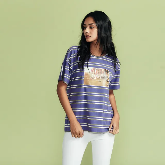 【ICHE 衣哲】Cop.Copine 法式休閒．條紋印花造型T恤上衣